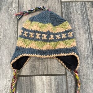 Wool 100% Cozy Multicolor Knit Earflap Hat